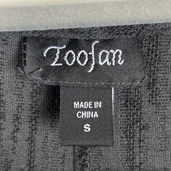 Toofan Top Womens Small Gray Lagenlook Button Up Pockets Textured‎ Woven Classic - Picture 4 of 7